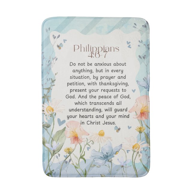Philippinen 4:6-7 Christliche Bibelverse Wasserfar Badematte (Vorderseite Vertikal)