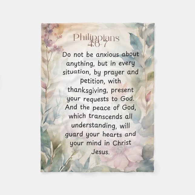 Philippinen 4:6-7 Christliche Bibelverse Wasserfar Fleecedecke (Vorderseite)