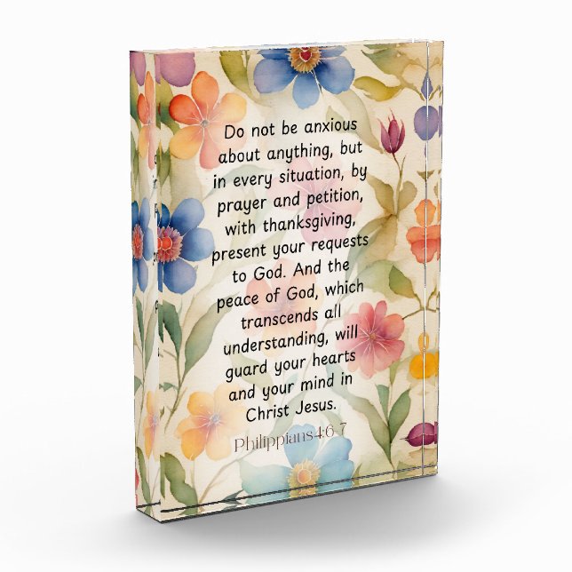 Philippinen 4:6-7 Christliche Bibelverse Wasserfar Fotoblock (Links)