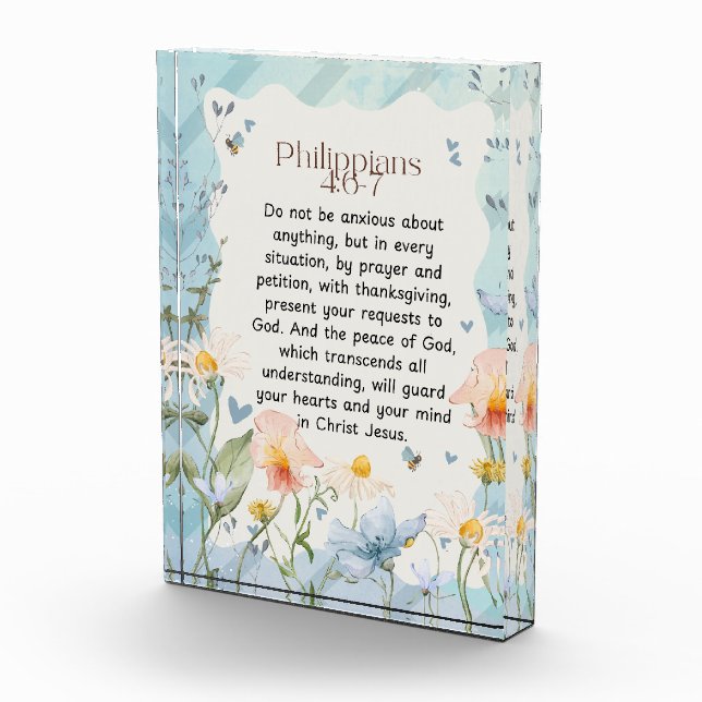 Philippinen 4:6-7 Christliche Bibelverse Wasserfar Fotoblock (Rechts)