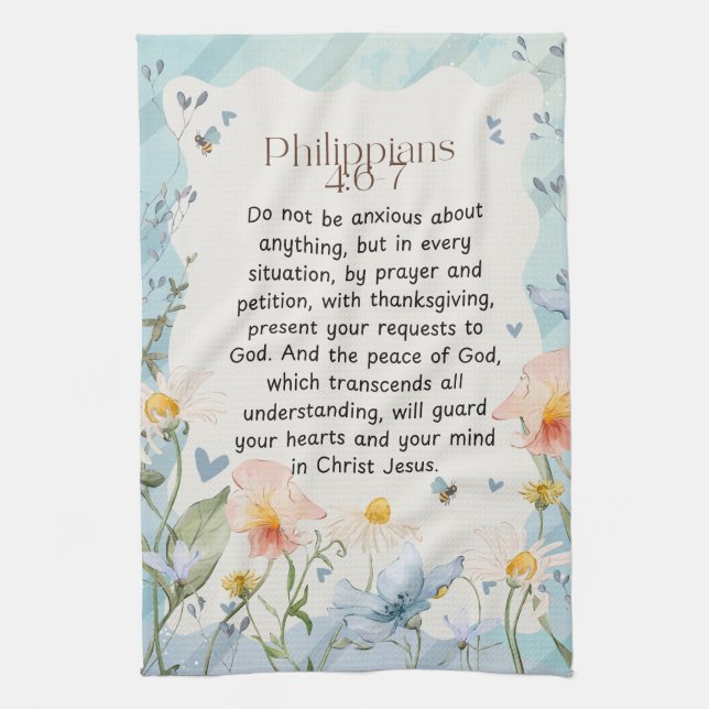 Philippinen 4:6-7 Christliche Bibelverse Wasserfar Geschirrtuch (Vertikal)