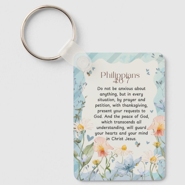 Philippinen 4:6-7 Christliche Bibelverse Wasserfar Schlüsselanhänger (Vorderseite)