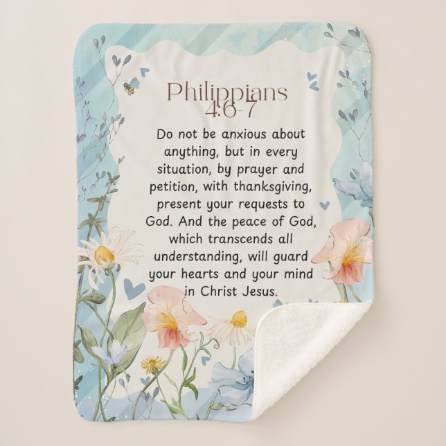 Philippinen 4:6-7 Christliche Bibelverse Wasserfar Sherpadecke (Vorderseite)