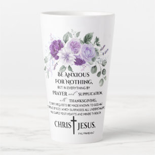 Philippinen 4:6-7 Schrift Lila Blume Milchtasse
