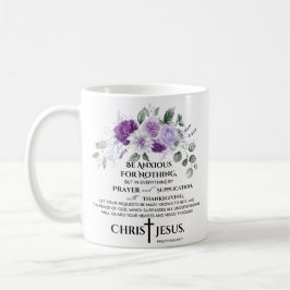 Philippinen 4:6-7 Schrift Purple Flowers Kaffeetasse