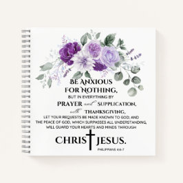 Philippinen 4:6-7 Schrift Purple Flowers Notizbuch