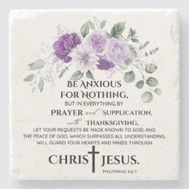 Philippinen 4:6-7 Schrift Purple Flowers Steinuntersetzer