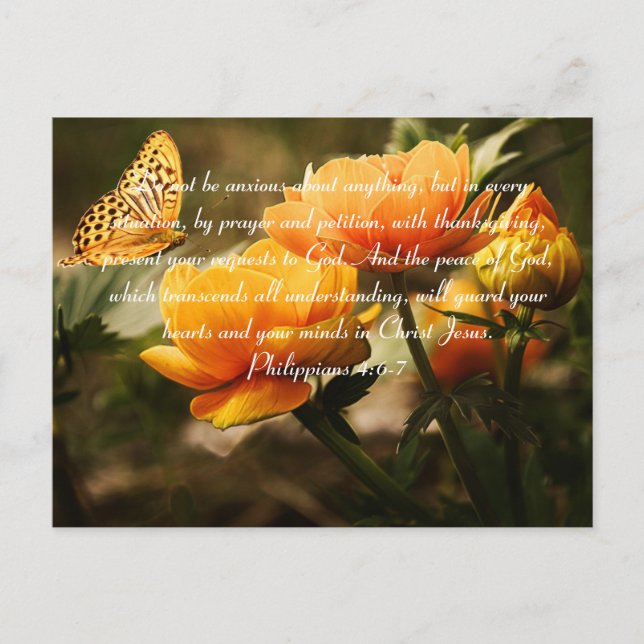 Philippinen 4:6-7 Sei kein ängstliches Bibelverse Postkarte (Vorderseite)