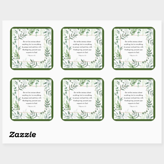 Philippinen 4:6, Bibelverse, Quadratischer Aufkleber (Blatt)