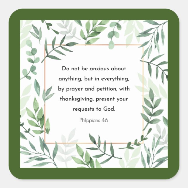 Philippinen 4:6, Bibelverse, Quadratischer Aufkleber (Vorderseite)