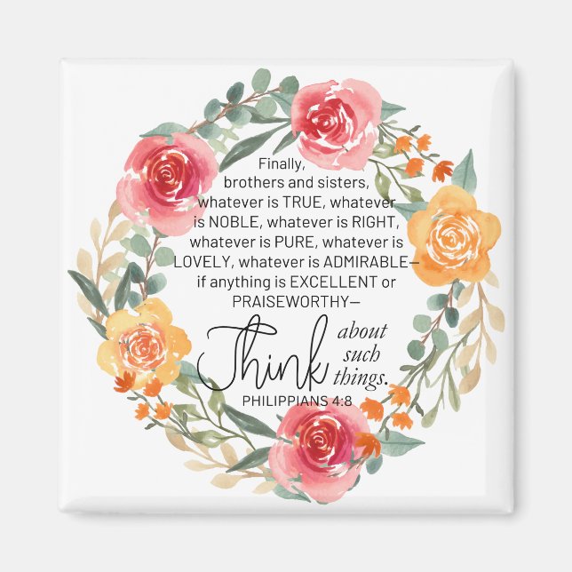 Philippinen 4:8 Rosa und gelbe Blumenreste Magnet (Vorne)