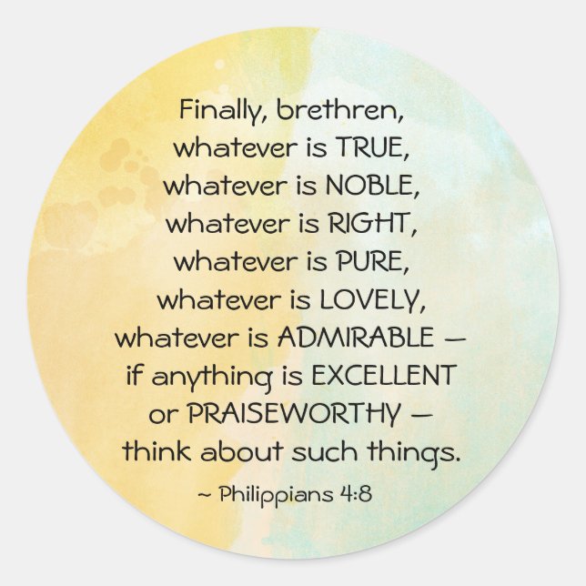 Philippinen: 4:8 Was auch immer wahr ist, Runder Aufkleber (Vorderseite)