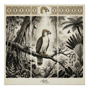 Philippinen Adler Triptychon-Wandkunst Poster