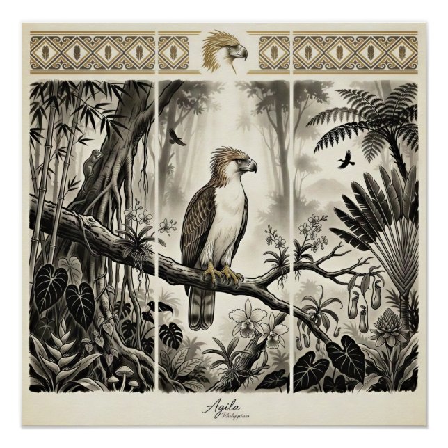 Philippinen Adler Triptychon-Wandkunst Poster (Vorderseite)