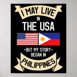 Philippinen Amerikanische Flagge USA Philippinisch Poster
