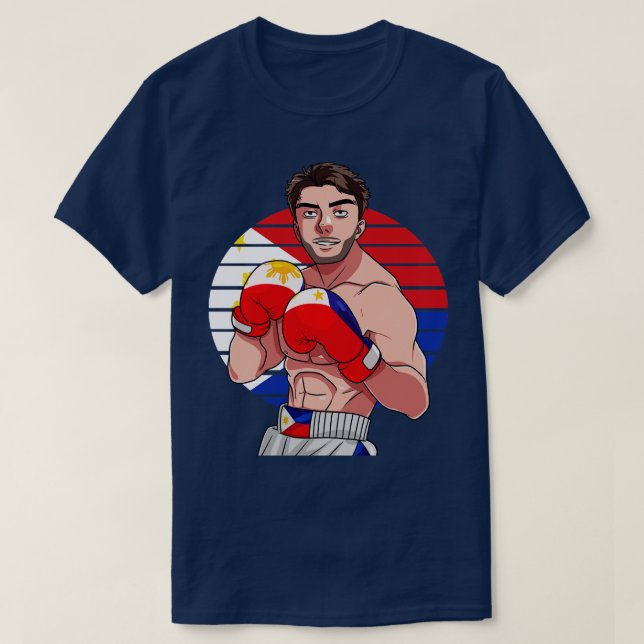 Philippinen Boxer Filipino Flag Boxing Lover T-Shirt (Design vorne)
