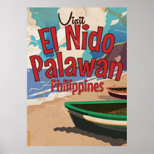 Philippinen, El Nido, Palawan Reiseplakat. Poster