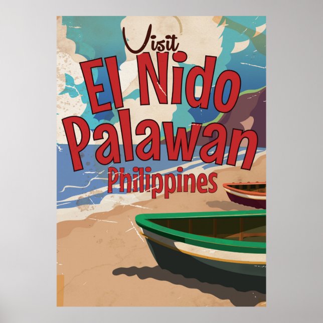 Philippinen, El Nido, Palawan Reiseplakat. Poster (Vorne)