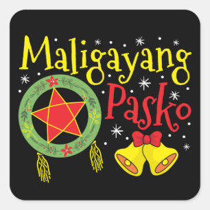 Philippinen Filipino Christmas Maligayang Pasko Quadratischer Aufkleber