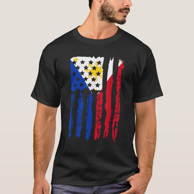 Philippinen Filipino Flag American Grown Pinoy USA T-Shirt (Vorderseite)