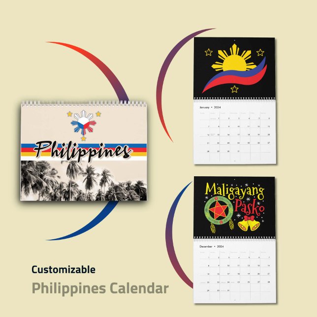 Philippinen Filipino Flaggenstaat Nationalstolz Ar Kalender (Philippines Calendar 2024 - Customizable Filipino Wall Calendar)