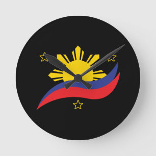 Philippinen Filipino Pinoy Flag Runde Wanduhr