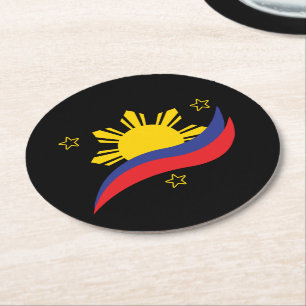 Philippinen Filipino Pinoy Flag Runder Pappuntersetzer
