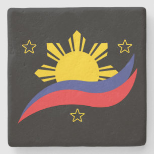 Philippinen Filipino Pinoy Flag Steinuntersetzer