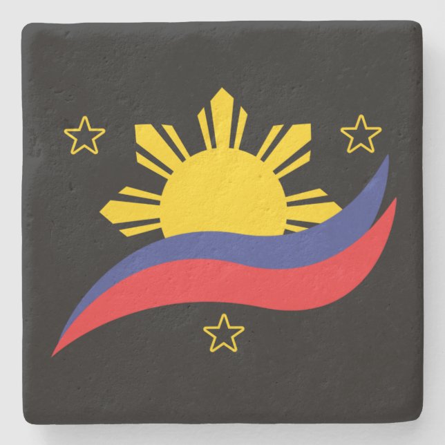 Philippinen Filipino Pinoy Flag Steinuntersetzer (Vorderseite)