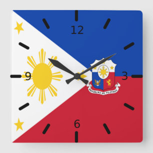 Philippinen flag-coat of arms   quadratische wanduhr