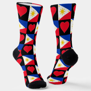 Philippinen Flag Herz Muster Spaß Filipino Pride Socken