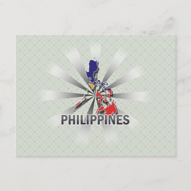 Philippinen Flag Map 2.0 Postkarte (Vorderseite)