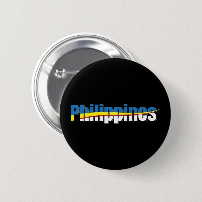 Philippinen Flag Pride - Typografie Art Button (Vorne & Hinten)