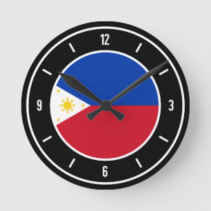 Philippinen-Flagge Elegant Runde Wanduhr