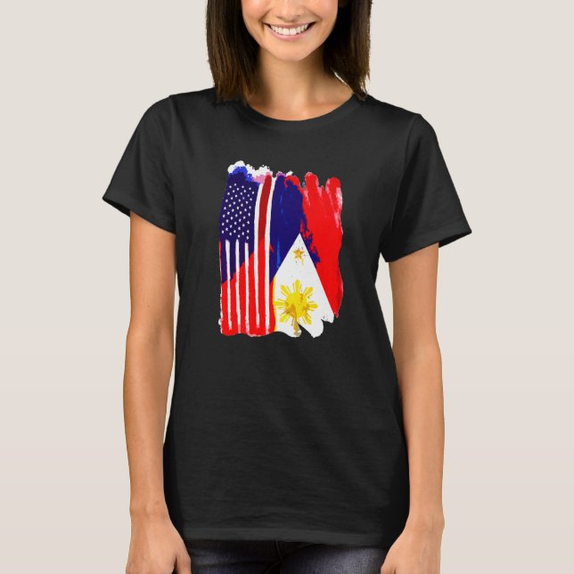 Philippinen-Flagge Halbamerikanischer Halb-Philipp T-Shirt (Vorderseite)
