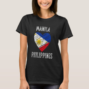 Philippinen-Flagge Herz Manila Stadt T-Shirt