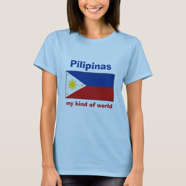 Philippinen-Flagge + Karte + Text-T - Shirt (Vorderseite)