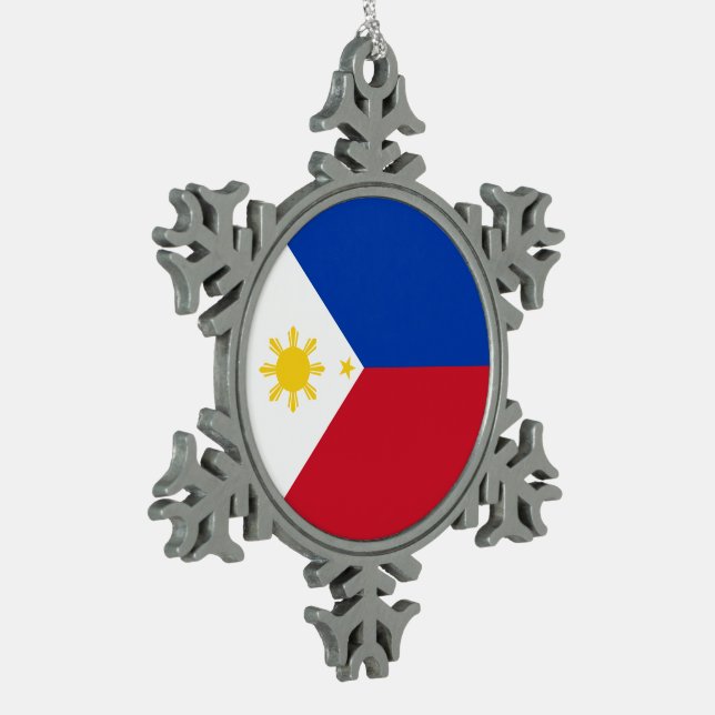 Philippinen-Flagge Schneeflocken Zinn-Ornament (Links)