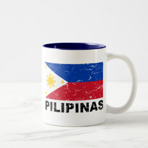 Philippinen-Flagge Vintage Zweifarbige Tasse