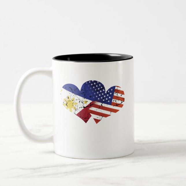 Philippinen-Flagge Zweifarbige Tasse (Links)