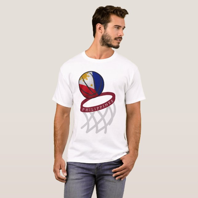 Philippinen-Flaggen-Basketballkorb T-Shirt (Vorne ganz)