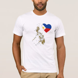Philippinen-Flaggen-Herz und Karten-T - Shirt