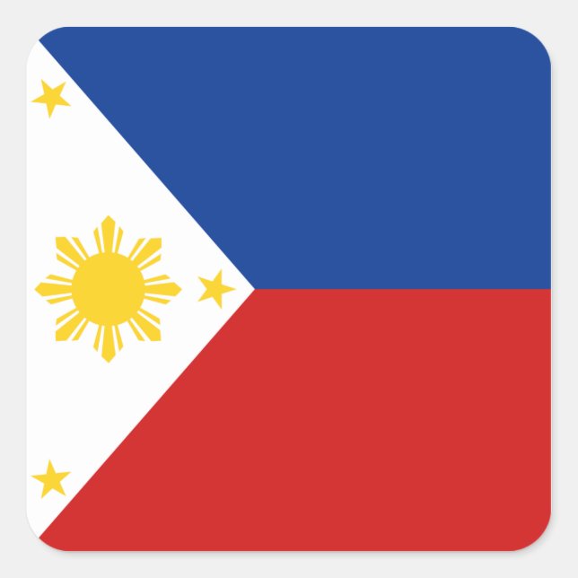 Philippinen-Flaggensticker Quadratischer Aufkleber (Vorderseite)