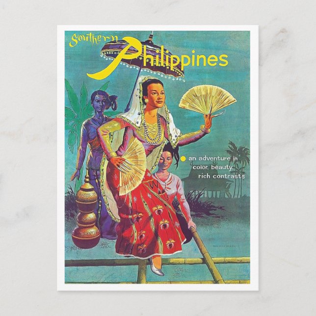Philippinen, Frauen in traditionellen Trachten Postkarte (Vorderseite)