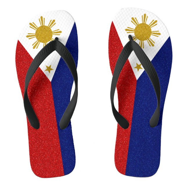 Philippinen-Glitzer-Flagge, breite Streifen Flip Flops (Fußbett)