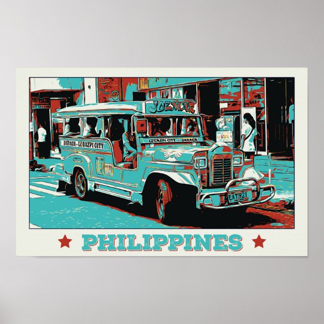 Philippinen, ikonischer Jeepney in Manila Poster (Vorne)