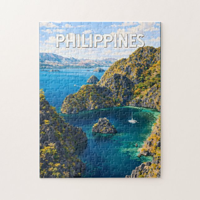 Philippinen Illustration Reise Kunst Vintage Puzzle (Vertikal)