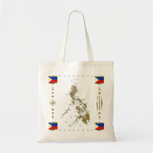 Philippinen-Karte + Flaggen-Tasche Tragetasche