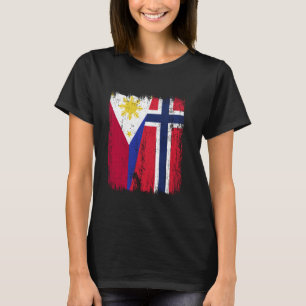 Philippinen Norwegen Halbflagge Filipino Norweger T-Shirt