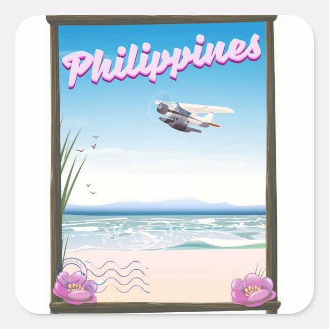 Philippinen Reiseplakat Quadratischer Aufkleber (Vorderseite)